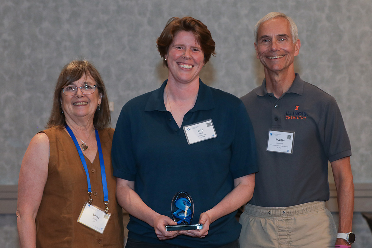 three people in a posed award photo at the 2026 Cottrell Scholars Conference